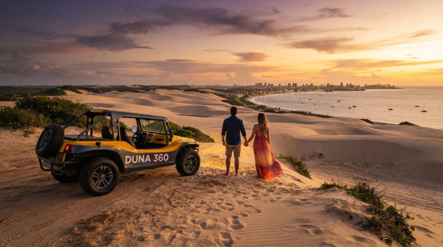 Buggy Duna 360 no mirante das dunas ao entardecer